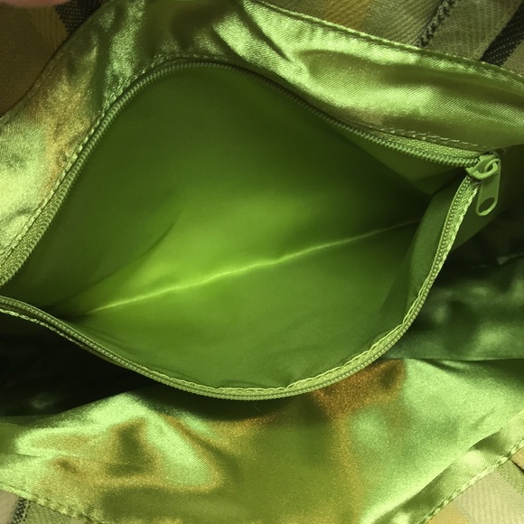 Striped Cotton Summer Handbag with Bamboo Handles. (Green Yellow Tan Brown) ☀️ - Picture 9 of 10